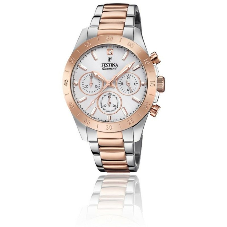 Montres FESTINA  | Montre Femme Festina Acier Bicolore Argente Et Dore